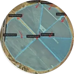 Aerial farm map with block boundaries marked